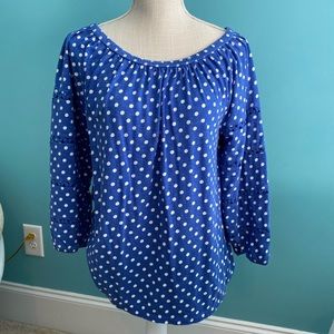 Talbots Blue Polka dot Top